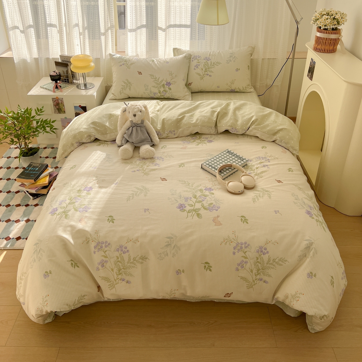 91家纺网 家纺一手货源 找家纺 漫时光 2026新款全棉纯棉印花四件套 艾薇