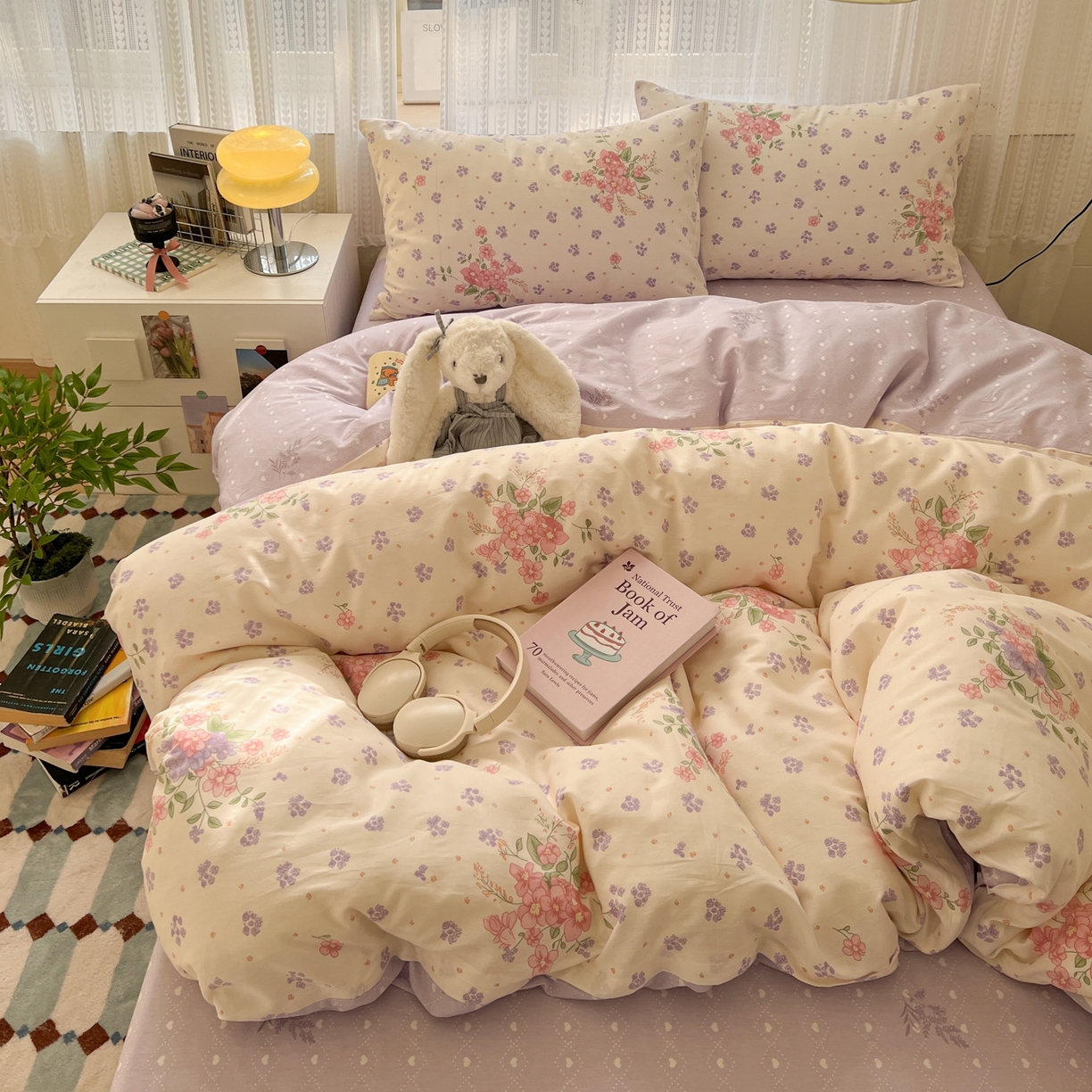 91家纺网 家纺一手货源 找家纺 漫时光 2026新款全棉纯棉印花四件套 春日花语