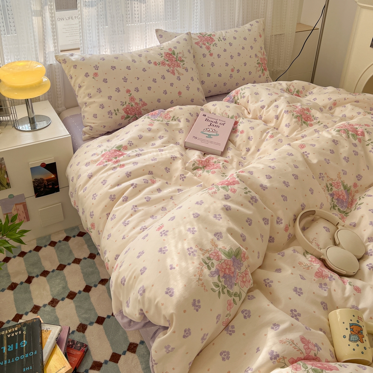 91家纺网 家纺一手货源 找家纺 漫时光 2026新款全棉纯棉印花四件套 春日花语