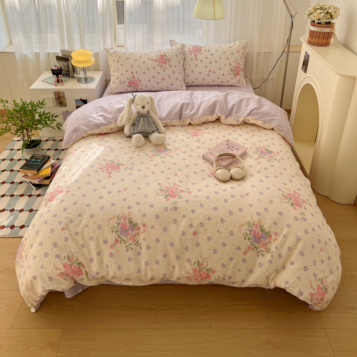 91家纺网 家纺一手货源 找家纺 漫时光 2026新款全棉纯棉印花四件套 春日花语