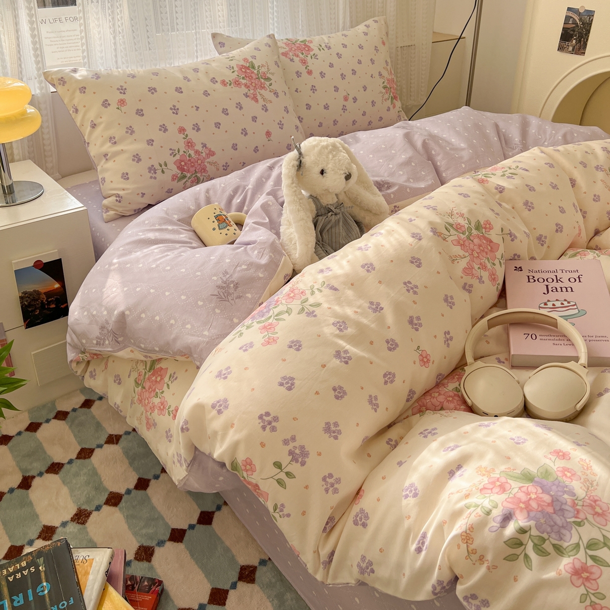 91家纺网 家纺一手货源 找家纺 漫时光 2026新款全棉纯棉印花四件套 春日花语