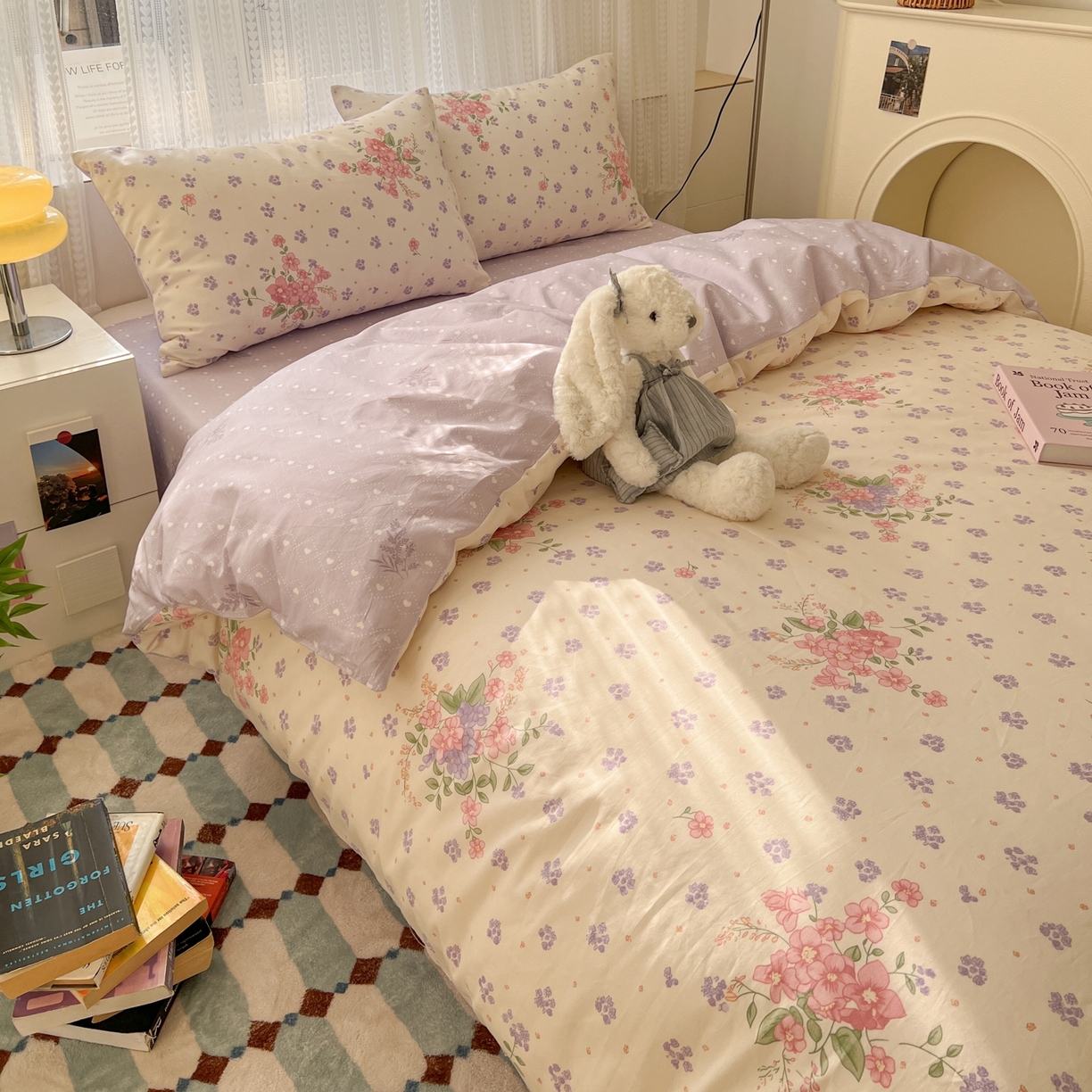 91家纺网 家纺一手货源 找家纺 漫时光 2026新款全棉纯棉印花四件套 春日花语