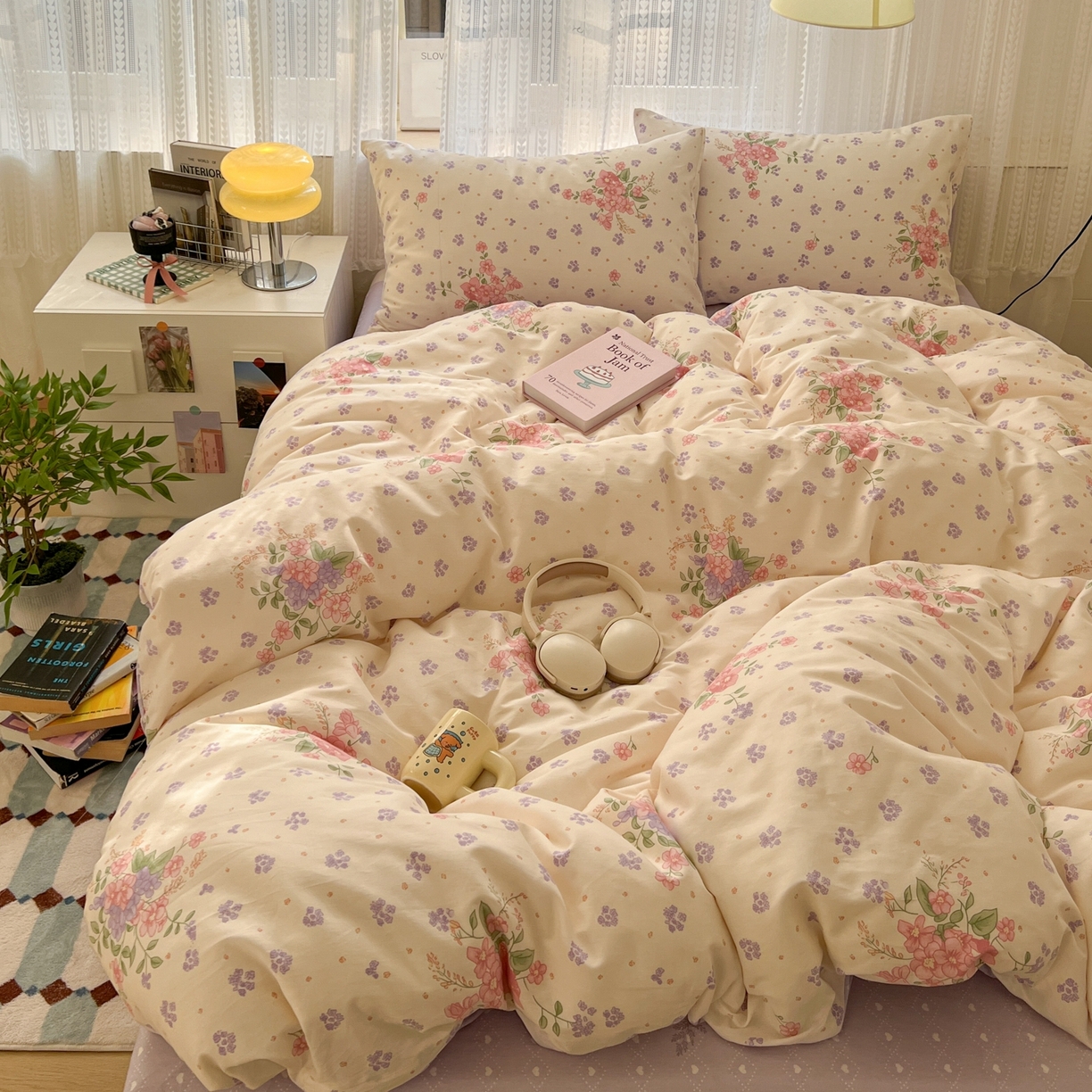 91家纺网 家纺一手货源 找家纺 漫时光 2026新款全棉纯棉印花四件套 春日花语