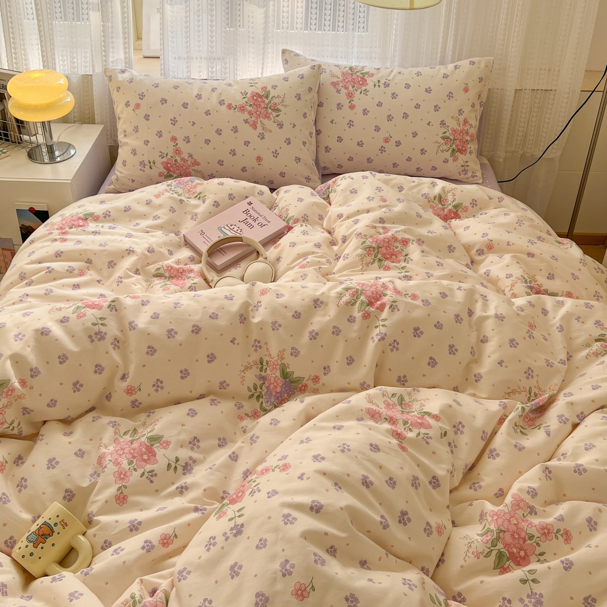 91家纺网 家纺一手货源 找家纺 漫时光 2026新款全棉纯棉印花四件套 春日花语