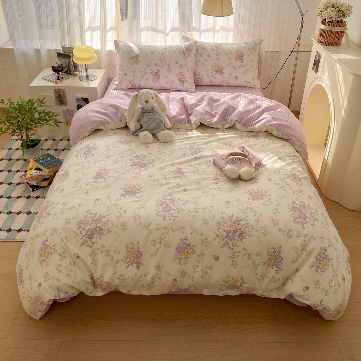 91家纺网 家纺一手货源 找家纺 漫时光 2026新款全棉纯棉印花四件套 花间集