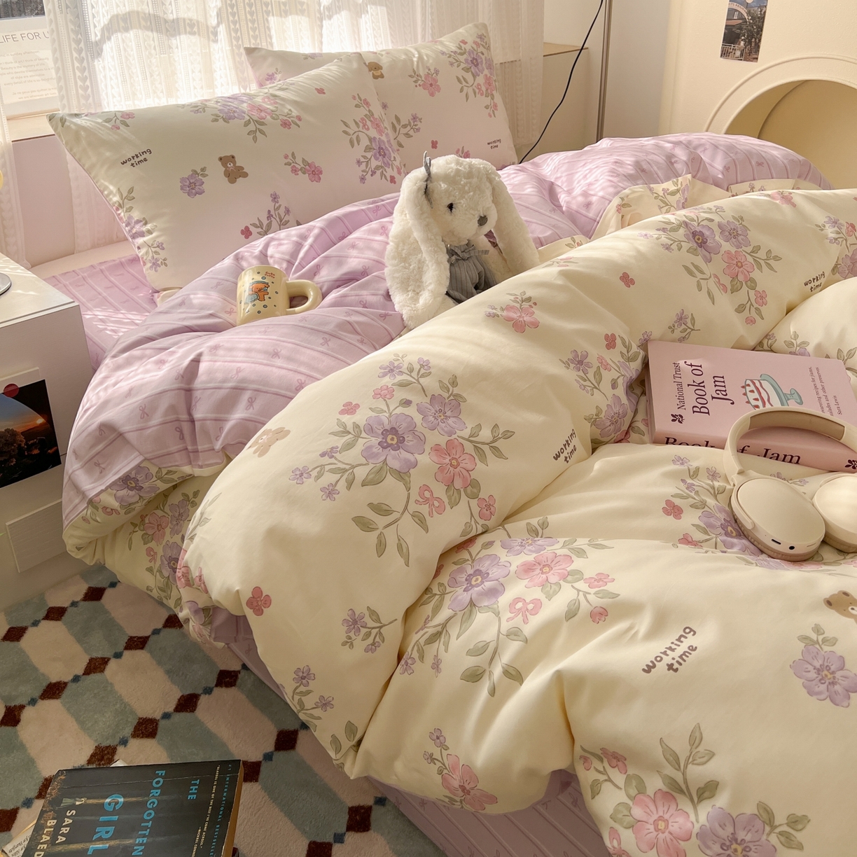 91家纺网 家纺一手货源 找家纺 漫时光 2026新款全棉纯棉印花四件套 花梦境