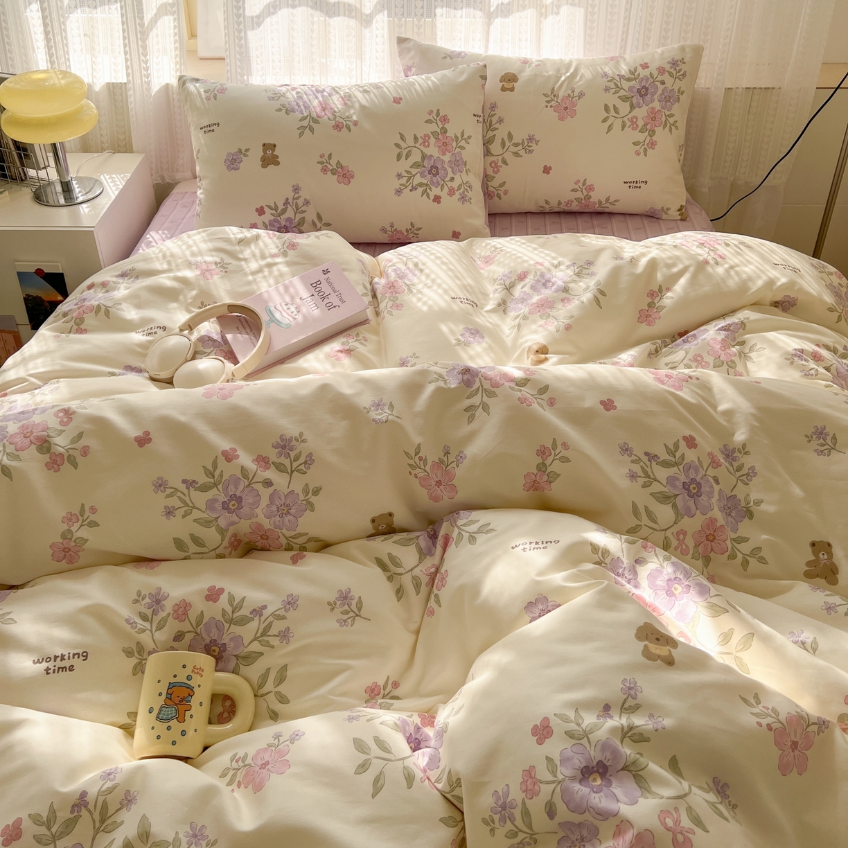 91家纺网 家纺一手货源 找家纺 漫时光 2026新款全棉纯棉印花四件套 花梦境