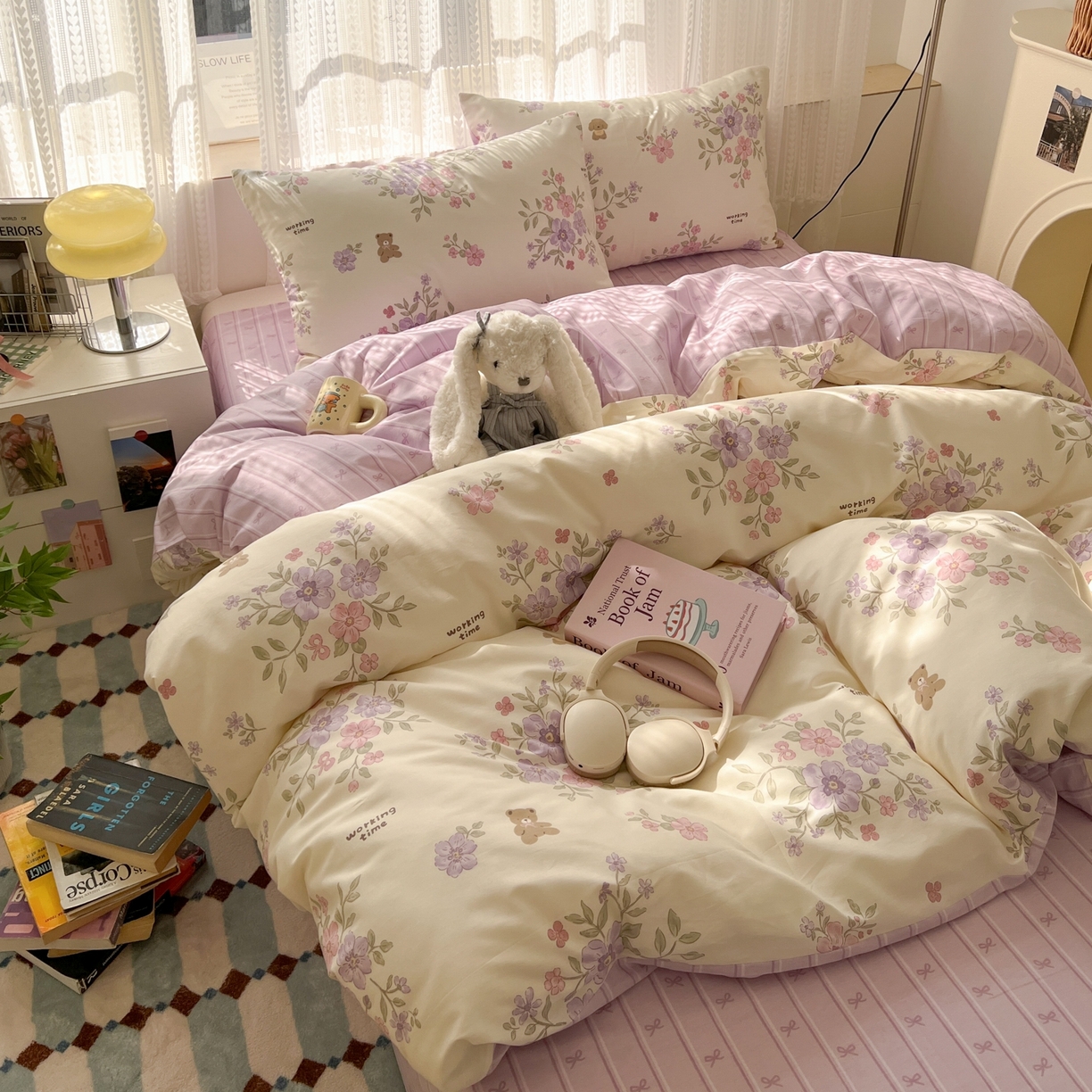 91家纺网 家纺一手货源 找家纺 漫时光 2026新款全棉纯棉印花四件套 花梦境