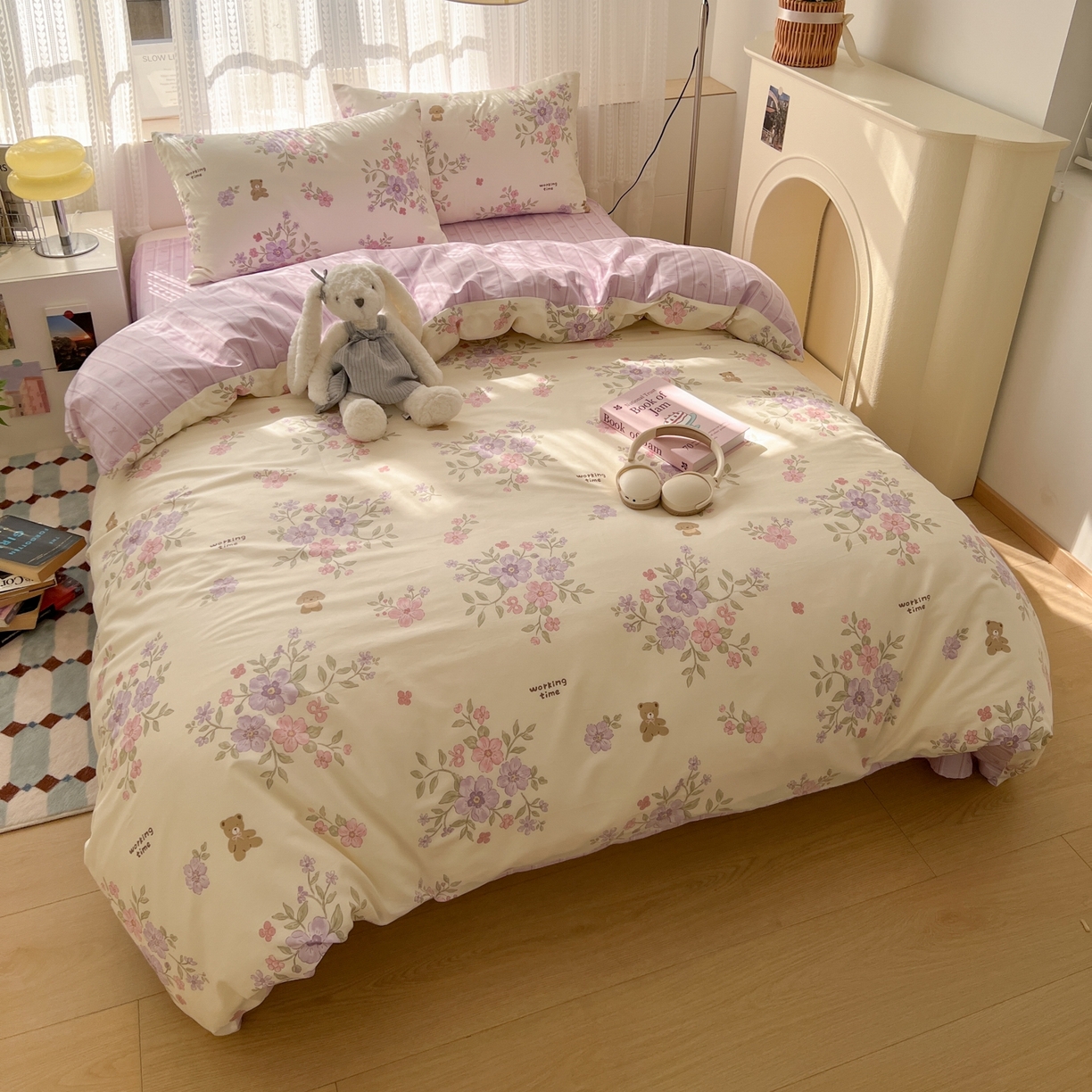 91家纺网 家纺一手货源 找家纺 漫时光 2026新款全棉纯棉印花四件套 花梦境