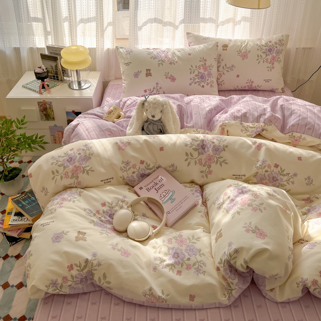 91家纺网 家纺一手货源 找家纺 漫时光 2026新款全棉纯棉印花四件套 花梦境