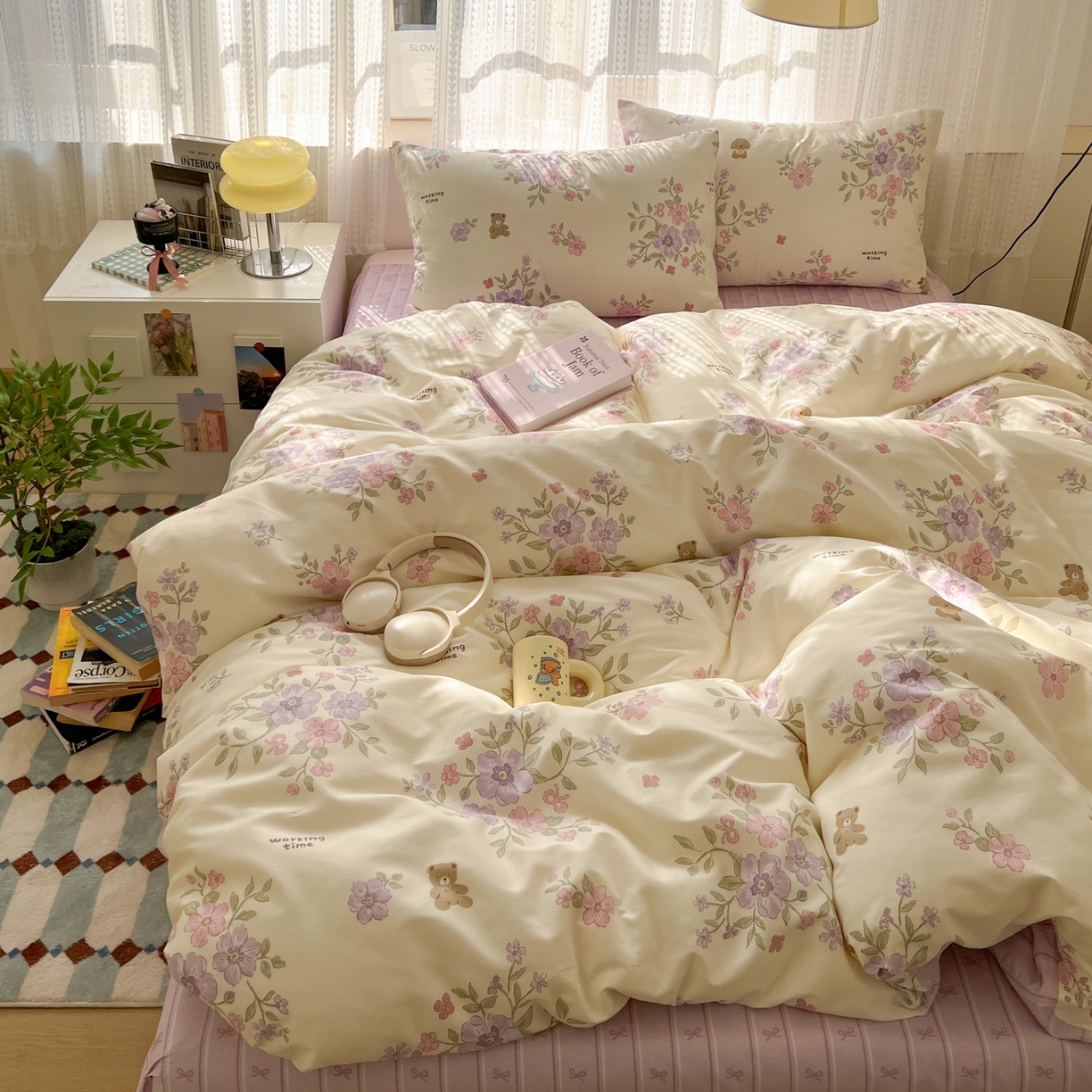 91家纺网 家纺一手货源 找家纺 漫时光 2026新款全棉纯棉印花四件套 花梦境