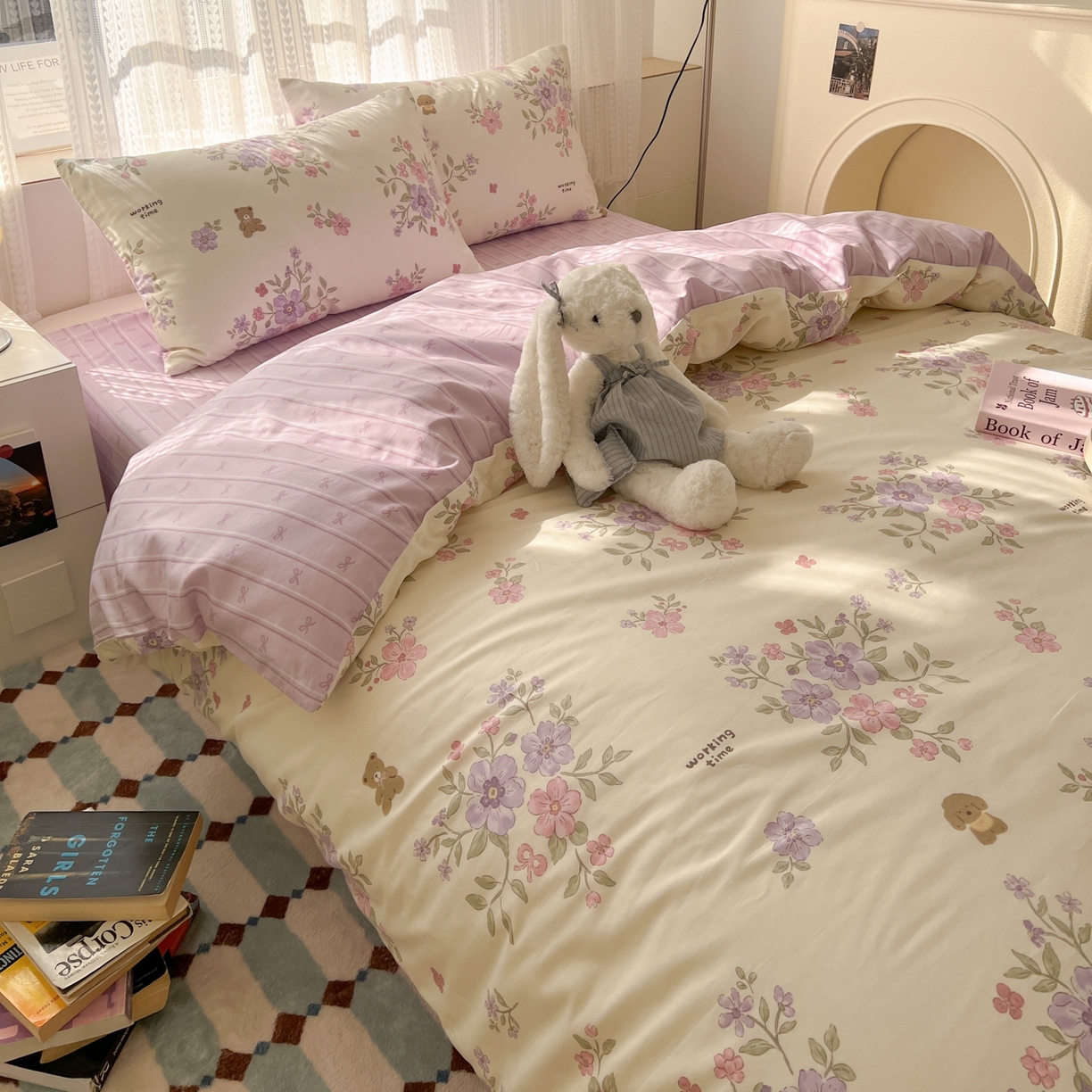 91家纺网 家纺一手货源 找家纺 漫时光 2026新款全棉纯棉印花四件套 花梦境