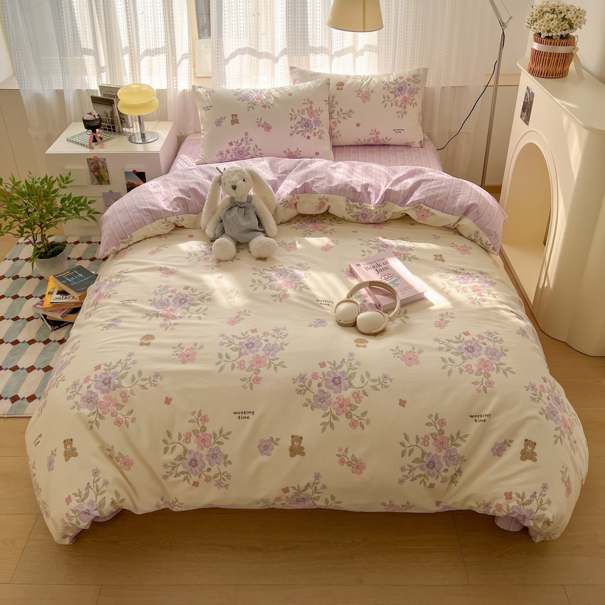 91家纺网 家纺一手货源 找家纺 漫时光 2026新款全棉纯棉印花四件套 花梦境