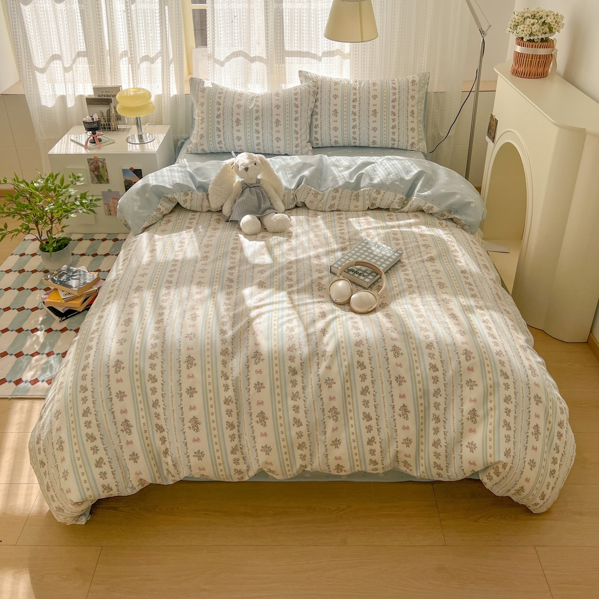 91家纺网 家纺一手货源 找家纺 漫时光 2026新款全棉纯棉印花四件套 花颜