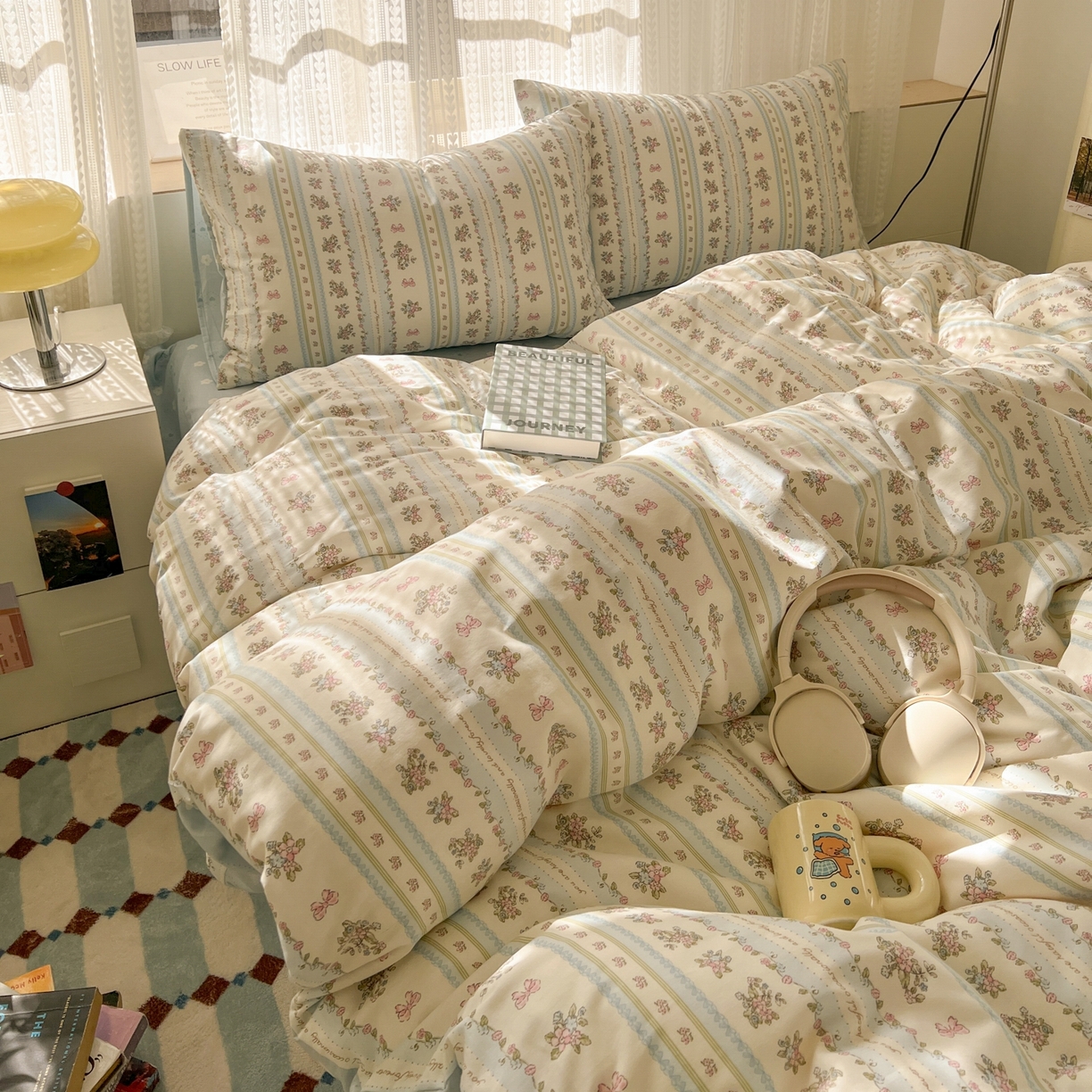 91家纺网 家纺一手货源 找家纺 漫时光 2026新款全棉纯棉印花四件套 花颜