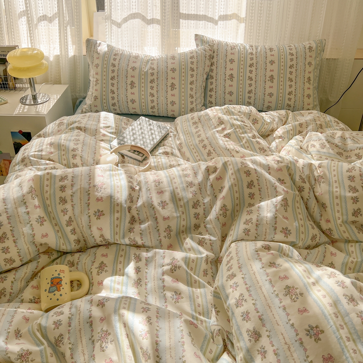 91家纺网 家纺一手货源 找家纺 漫时光 2026新款全棉纯棉印花四件套 花颜