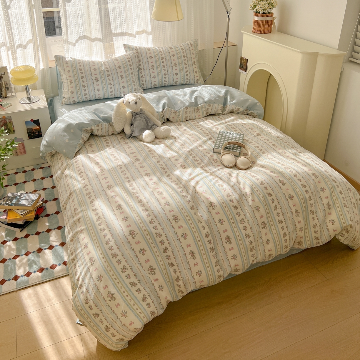 91家纺网 家纺一手货源 找家纺 漫时光 2026新款全棉纯棉印花四件套 花颜