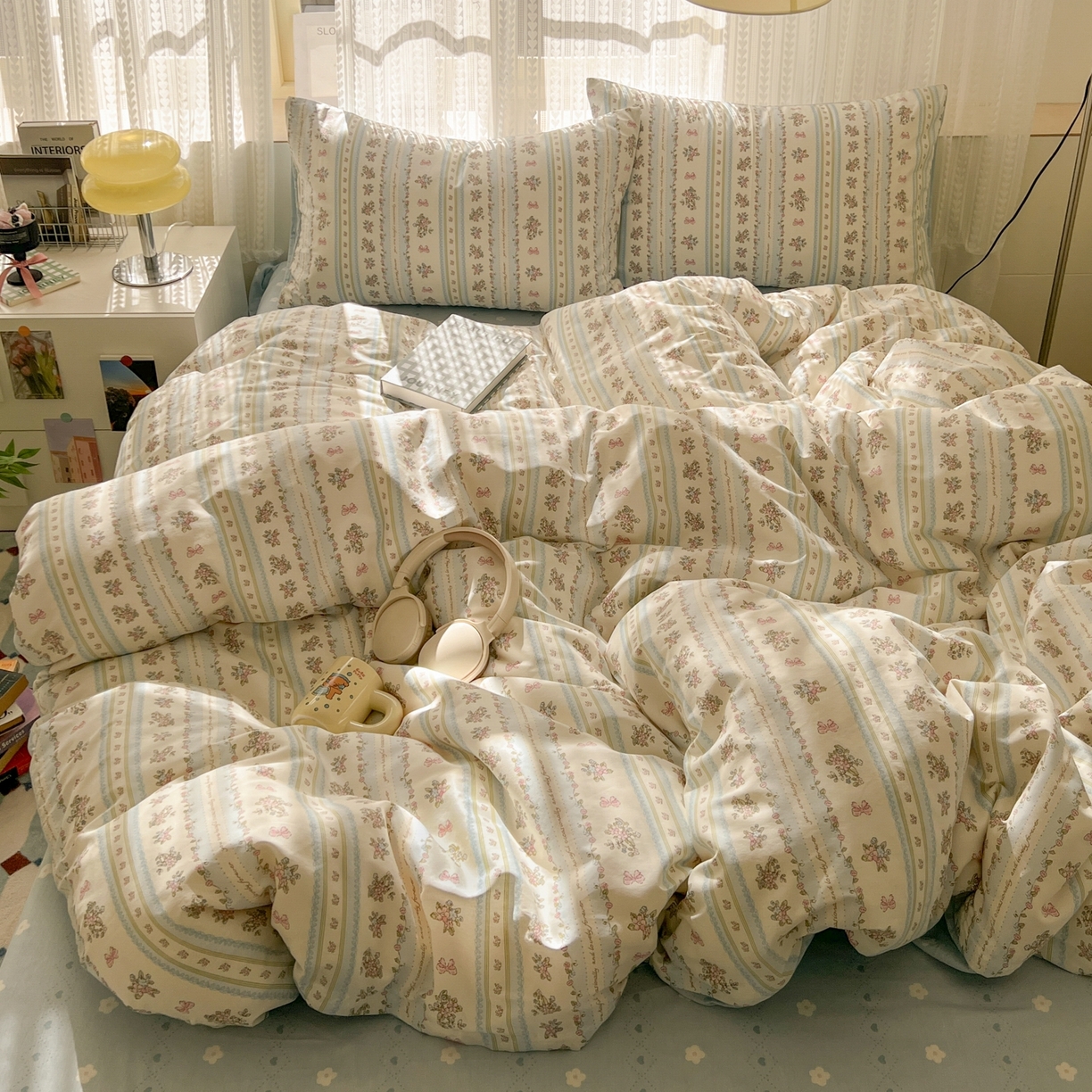 91家纺网 家纺一手货源 找家纺 漫时光 2026新款全棉纯棉印花四件套 花颜