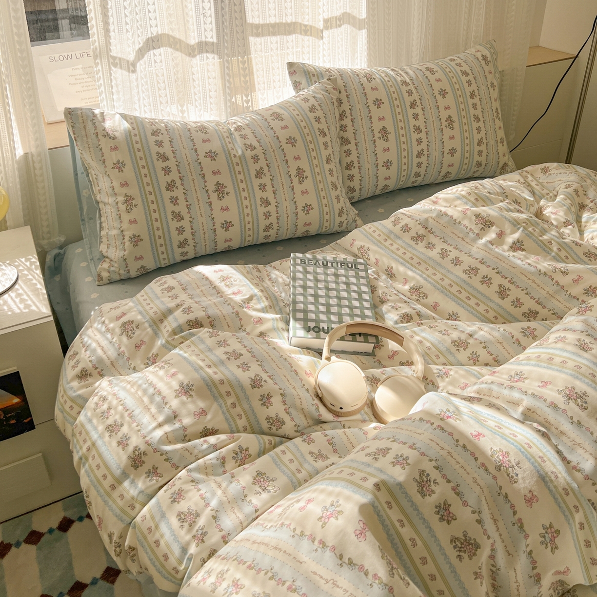 91家纺网 家纺一手货源 找家纺 漫时光 2026新款全棉纯棉印花四件套 花颜
