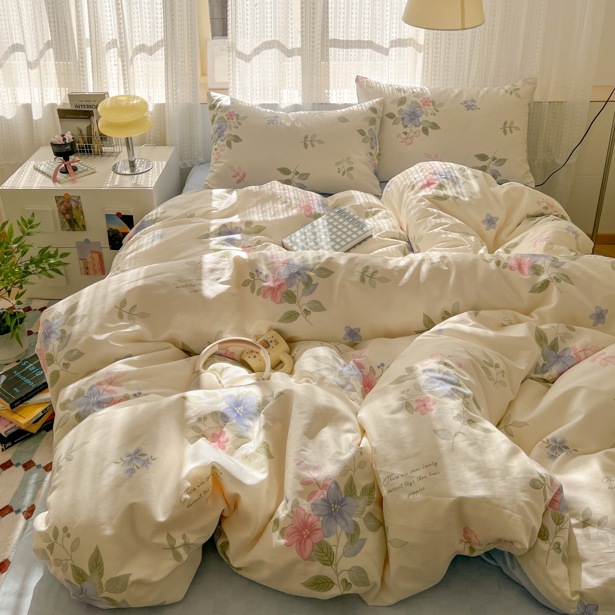 91家纺网 家纺一手货源 找家纺 漫时光 2026新款全棉纯棉印花四件套 花语录