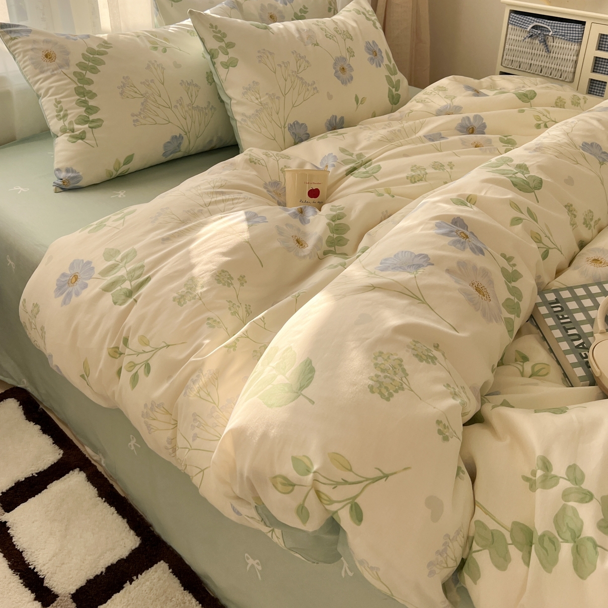 91家纺网 家纺一手货源 找家纺 漫时光 2026新款全棉纯棉印花四件套 青木