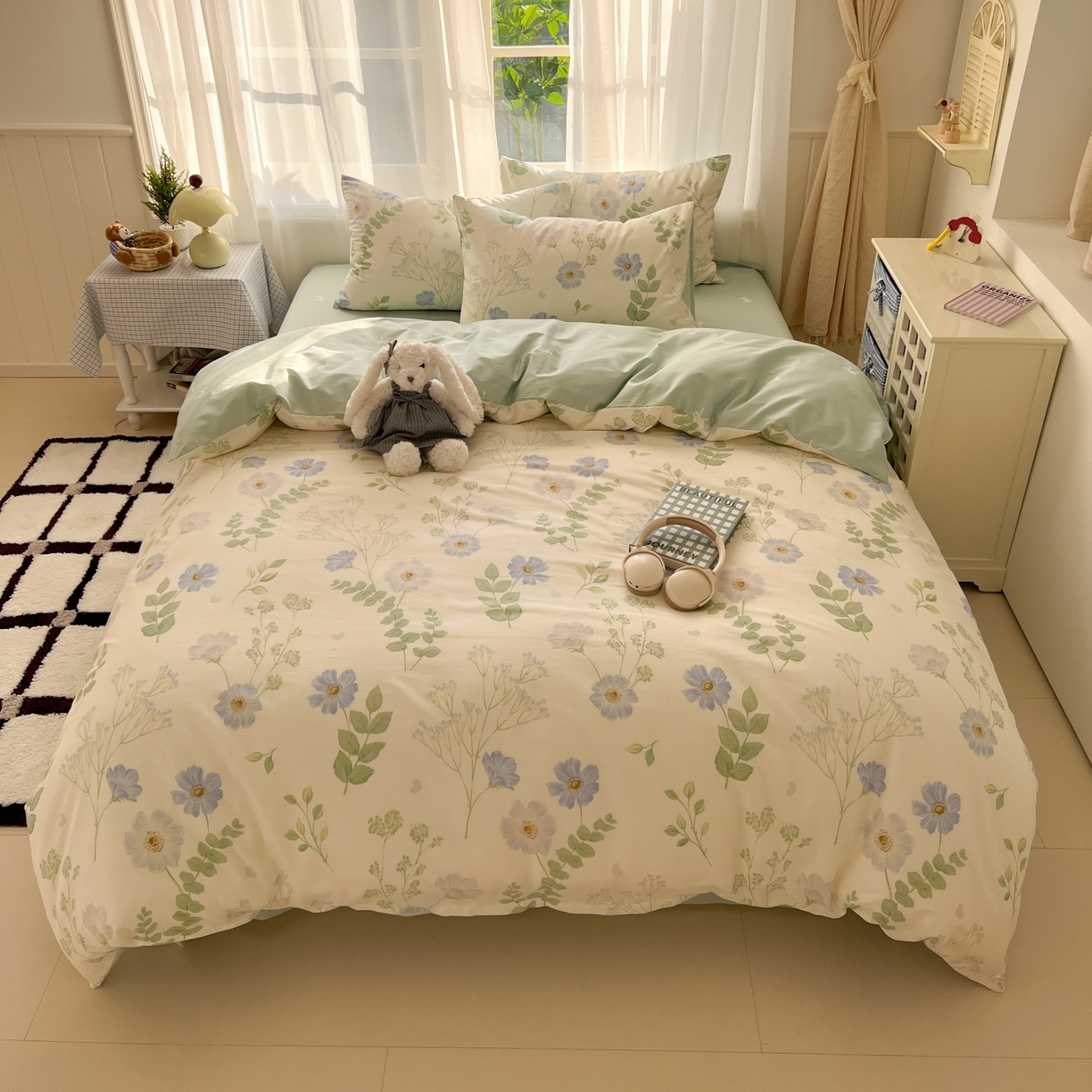 91家纺网 家纺一手货源 找家纺 漫时光 2026新款全棉纯棉印花四件套 青木