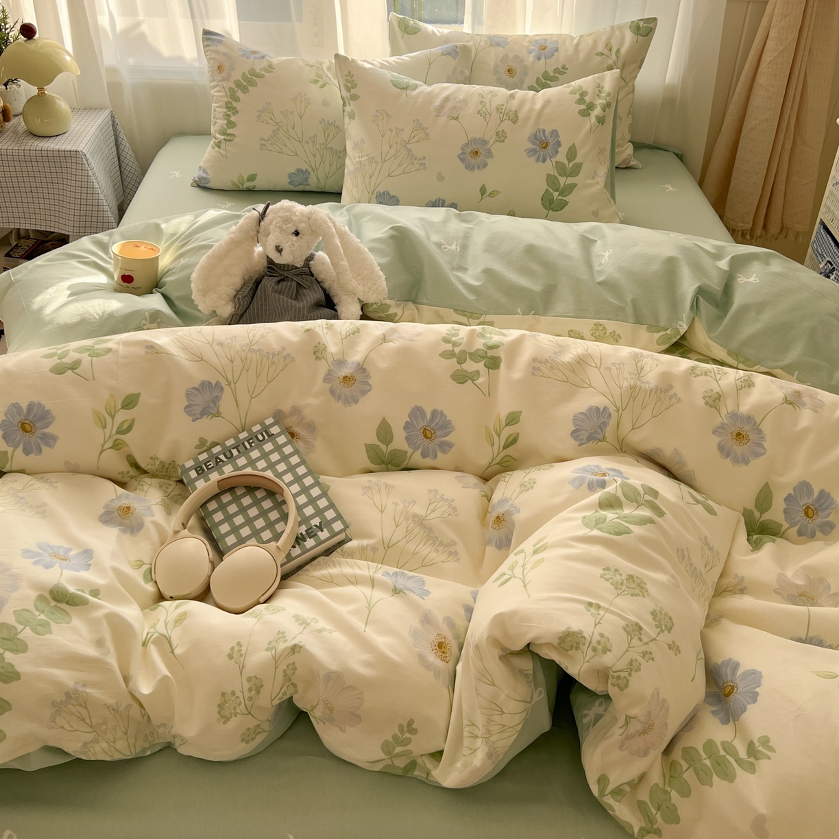 91家纺网 家纺一手货源 找家纺 漫时光 2026新款全棉纯棉印花四件套 青木