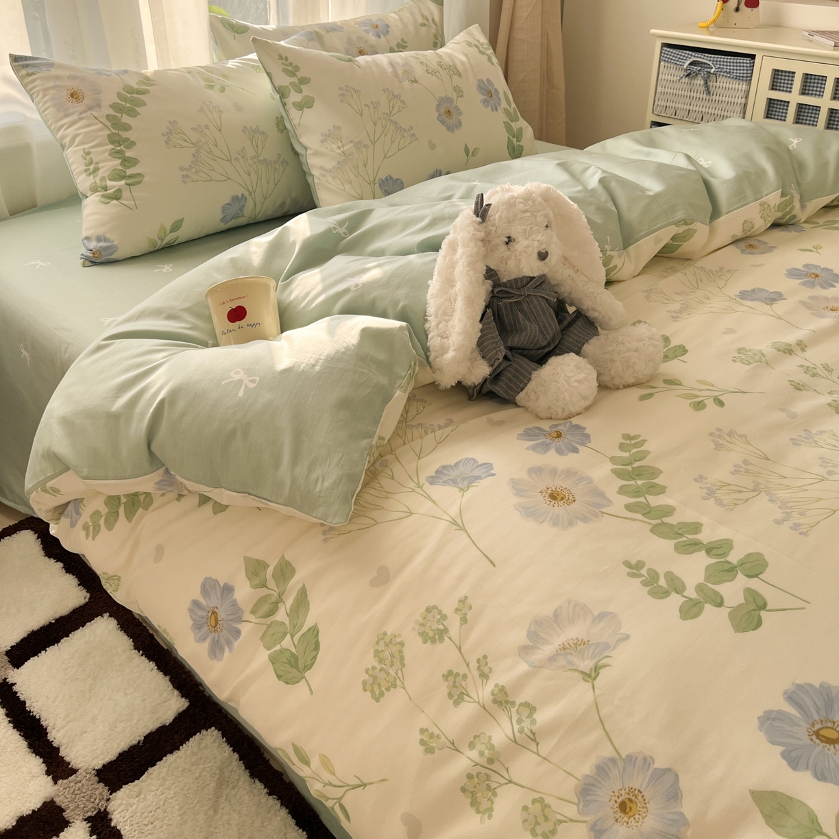 91家纺网 家纺一手货源 找家纺 漫时光 2026新款全棉纯棉印花四件套 青木