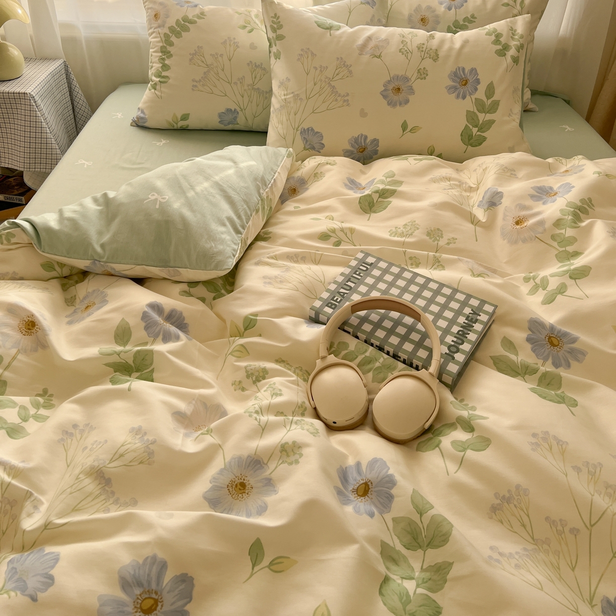 91家纺网 家纺一手货源 找家纺 漫时光 2026新款全棉纯棉印花四件套 青木