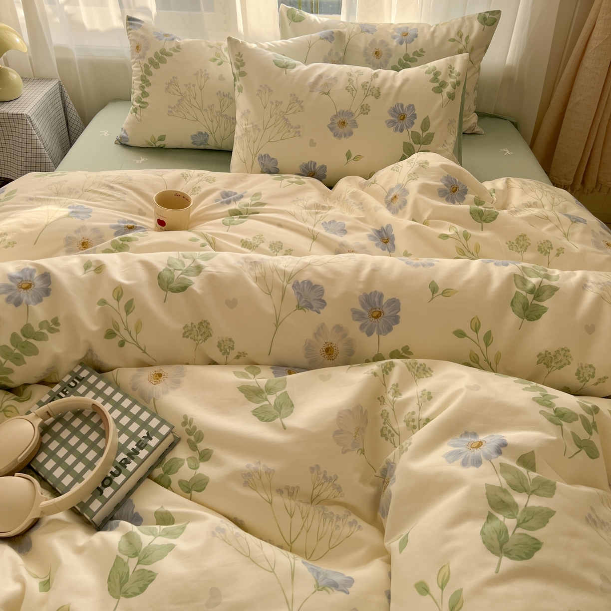 91家纺网 家纺一手货源 找家纺 漫时光 2026新款全棉纯棉印花四件套 青木