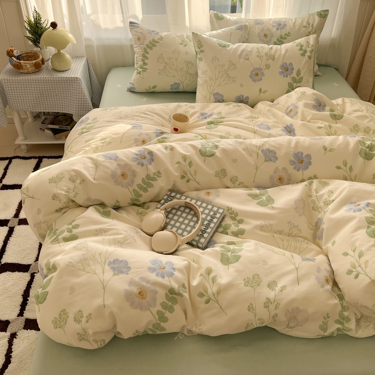 91家纺网 家纺一手货源 找家纺 漫时光 2026新款全棉纯棉印花四件套 青木