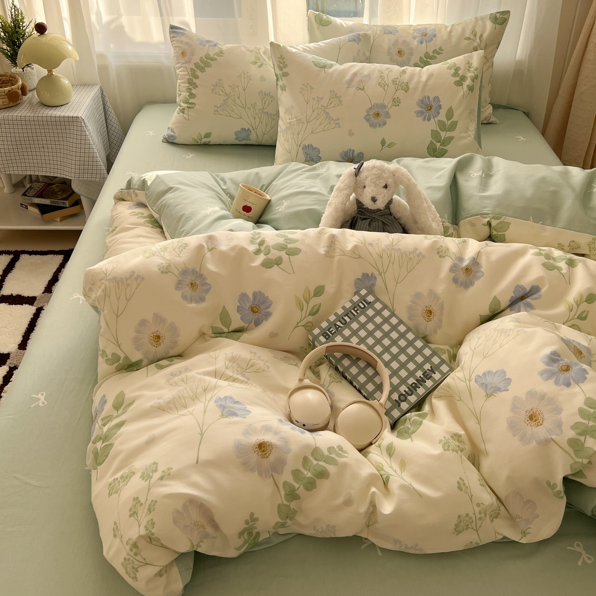 91家纺网 家纺一手货源 找家纺 漫时光 2026新款全棉纯棉印花四件套 青木