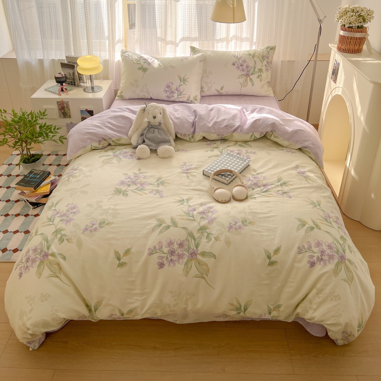 91家纺网 家纺一手货源 找家纺 漫时光 2026新款全棉纯棉印花四件套 清风