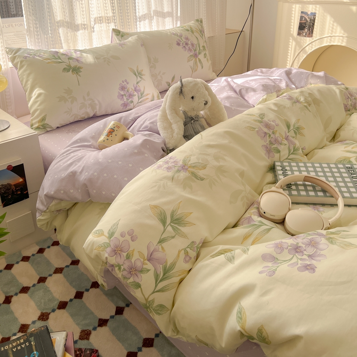 91家纺网 家纺一手货源 找家纺 漫时光 2026新款全棉纯棉印花四件套 清风