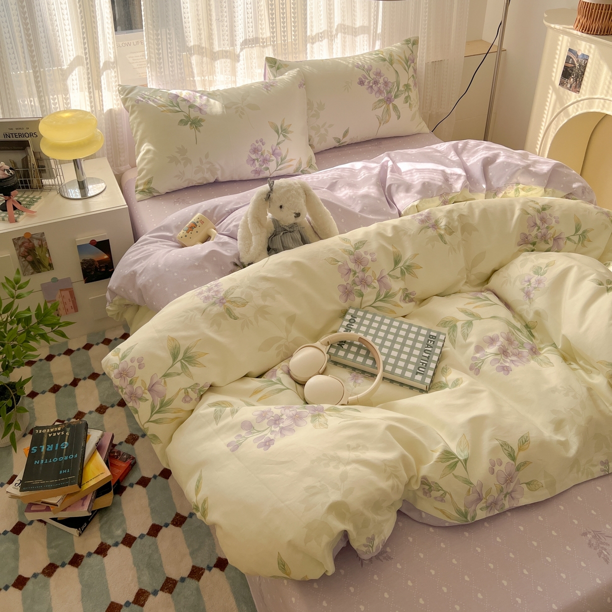 91家纺网 家纺一手货源 找家纺 漫时光 2026新款全棉纯棉印花四件套 清风