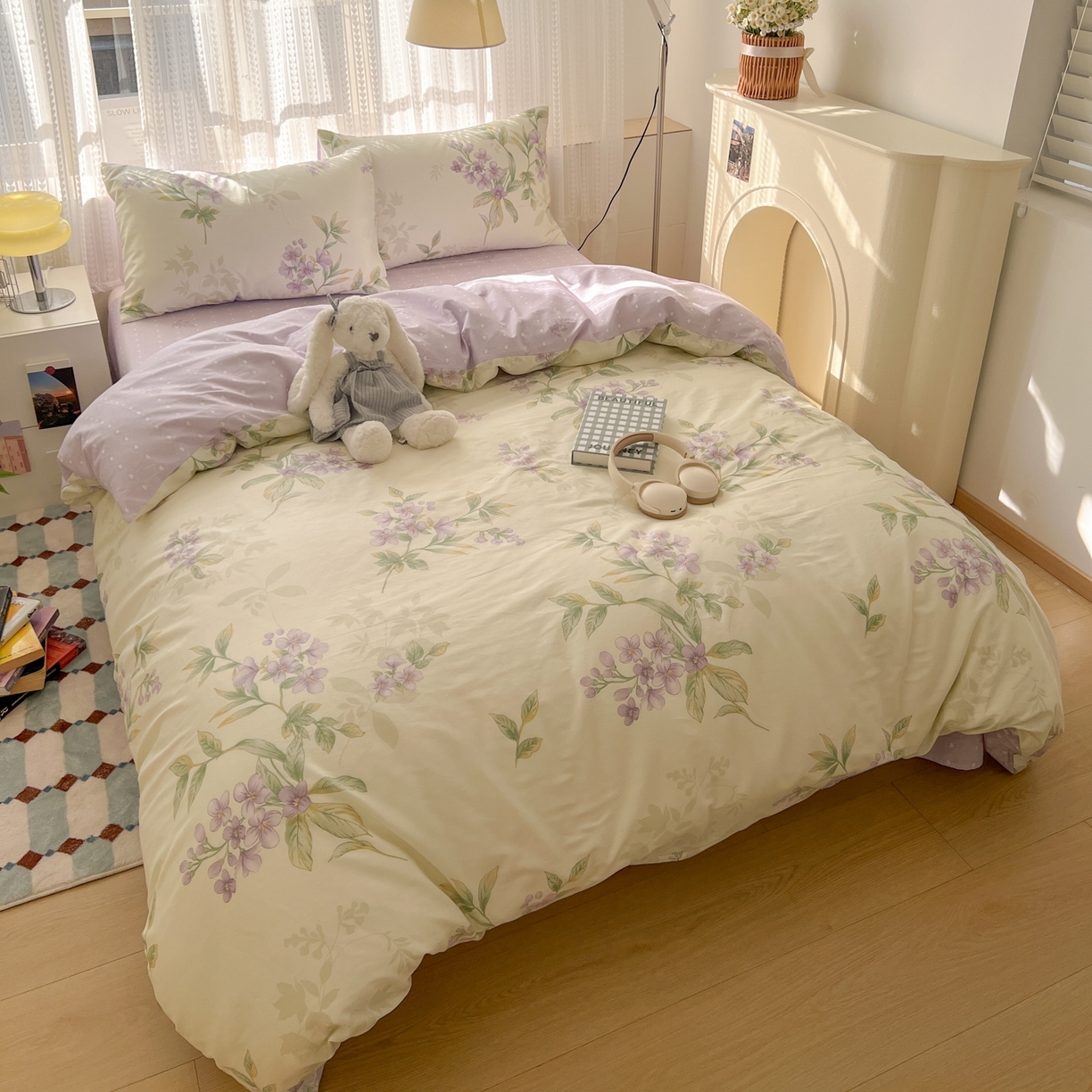 91家纺网 家纺一手货源 找家纺 漫时光 2026新款全棉纯棉印花四件套 清风