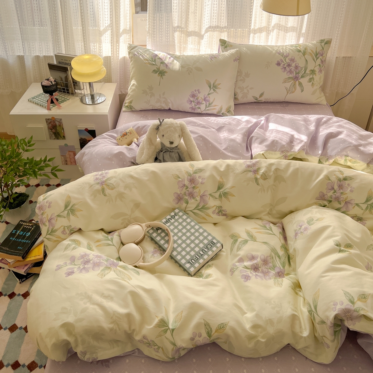 91家纺网 家纺一手货源 找家纺 漫时光 2026新款全棉纯棉印花四件套 清风