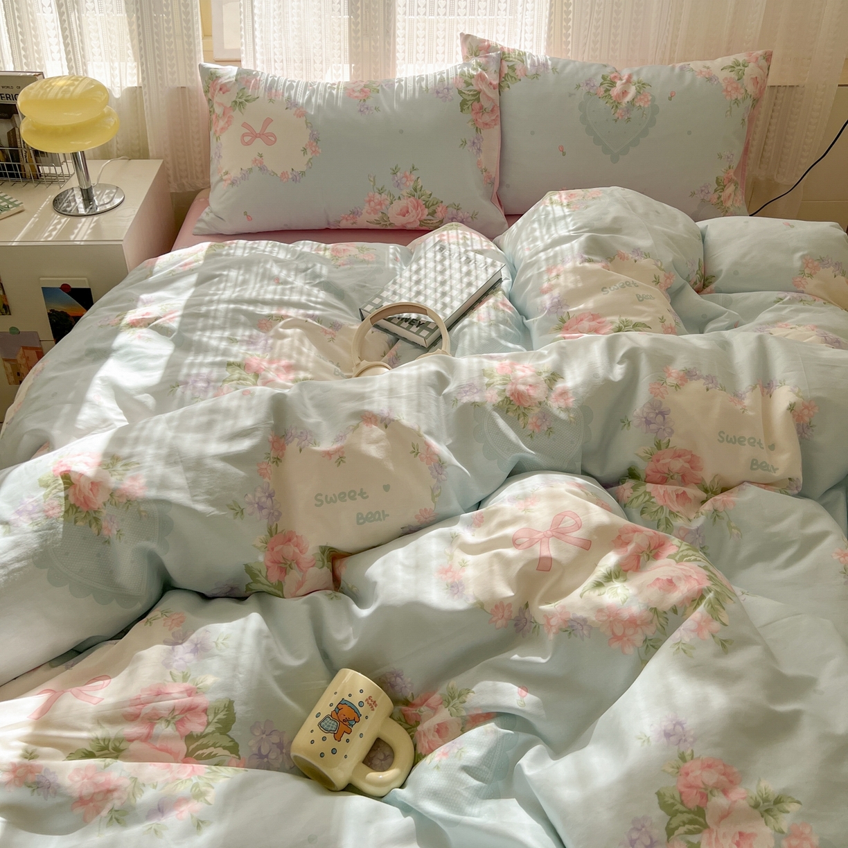 91家纺网 家纺一手货源 找家纺 漫时光 2026新款全棉纯棉印花四件套 萱花