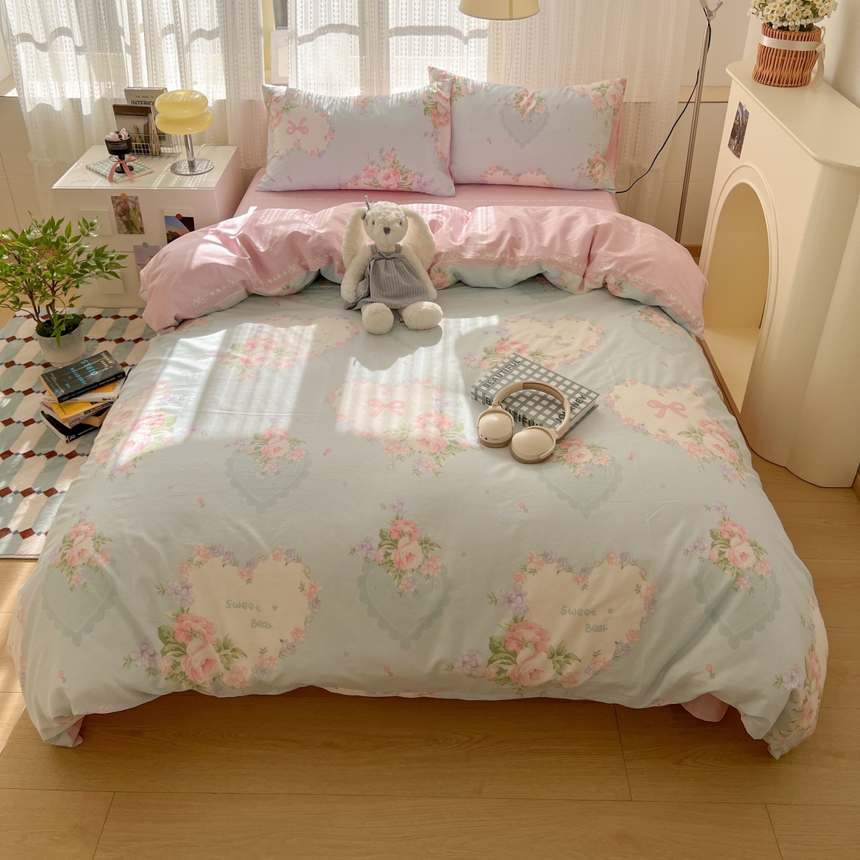 91家纺网 家纺一手货源 找家纺 漫时光 2026新款全棉纯棉印花四件套 萱花