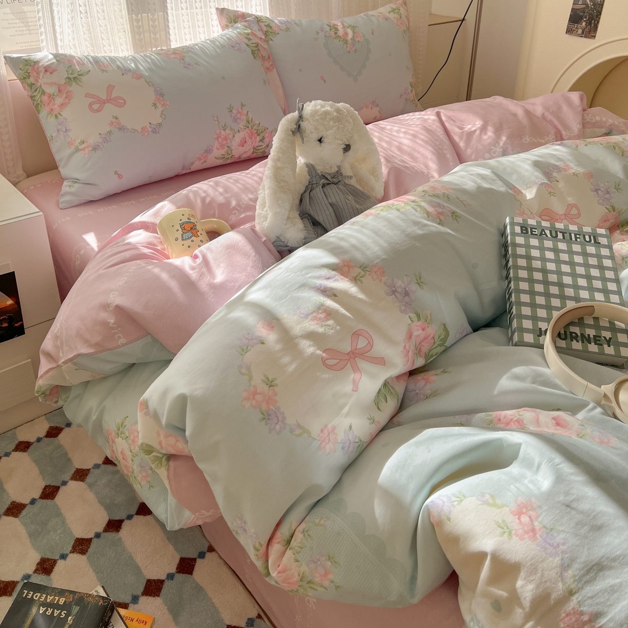 91家纺网 家纺一手货源 找家纺 漫时光 2026新款全棉纯棉印花四件套 萱花