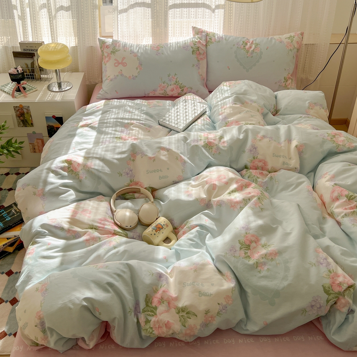 91家纺网 家纺一手货源 找家纺 漫时光 2026新款全棉纯棉印花四件套 萱花