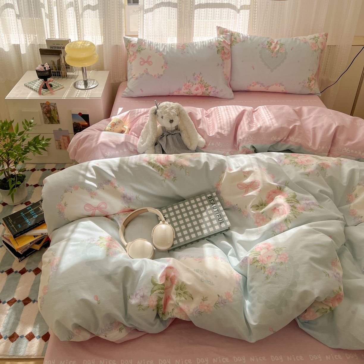 91家纺网 家纺一手货源 找家纺 漫时光 2026新款全棉纯棉印花四件套 萱花