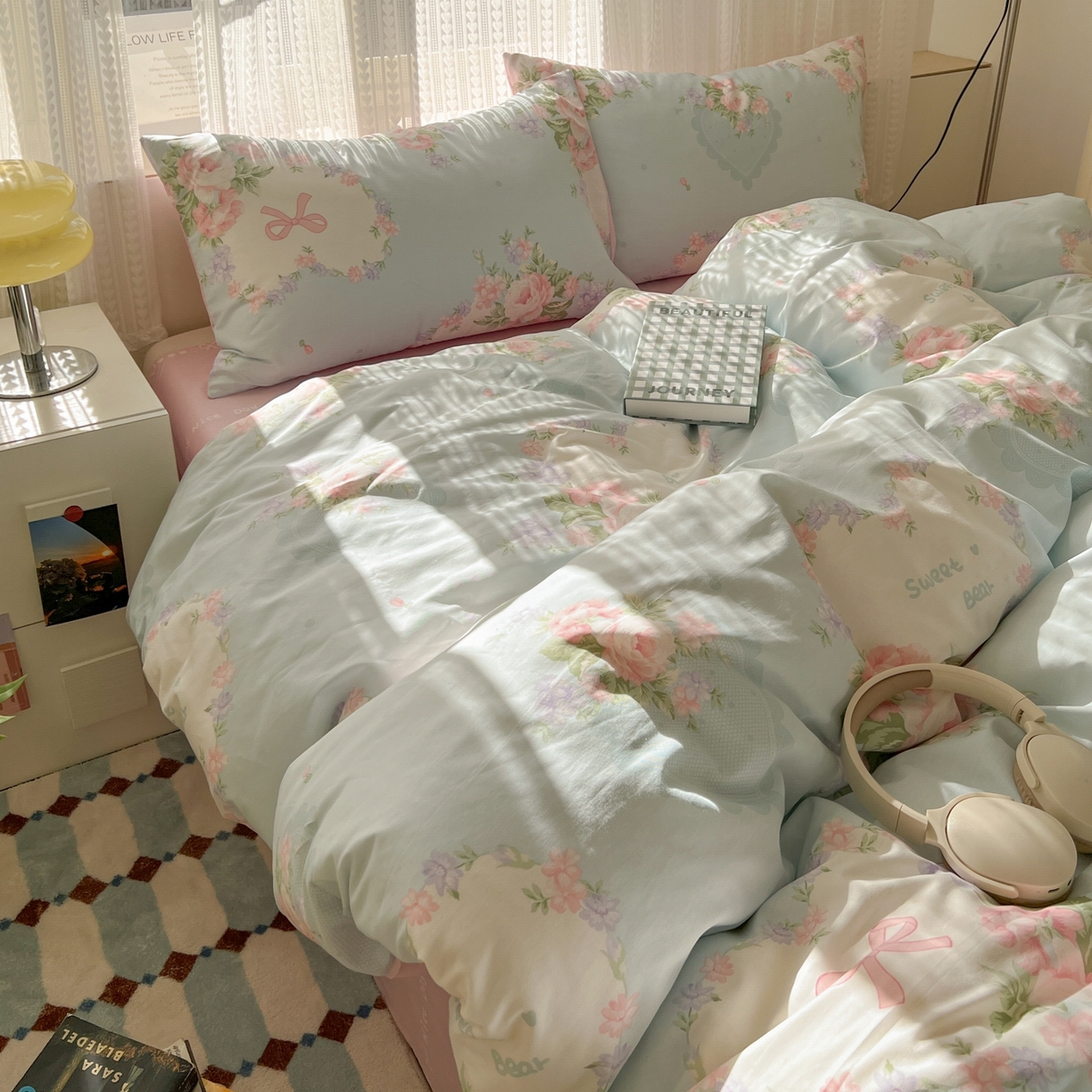 91家纺网 家纺一手货源 找家纺 漫时光 2026新款全棉纯棉印花四件套 萱花