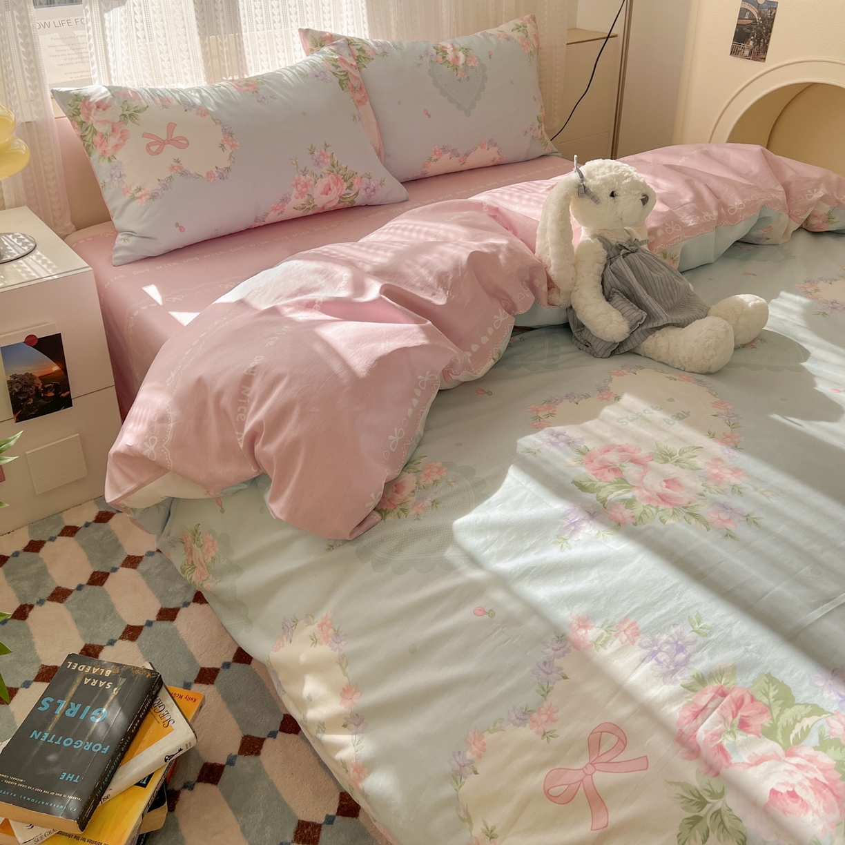 91家纺网 家纺一手货源 找家纺 漫时光 2026新款全棉纯棉印花四件套 萱花