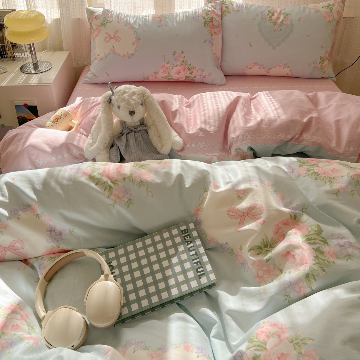 91家纺网 家纺一手货源 找家纺 漫时光 2026新款全棉纯棉印花四件套 萱花