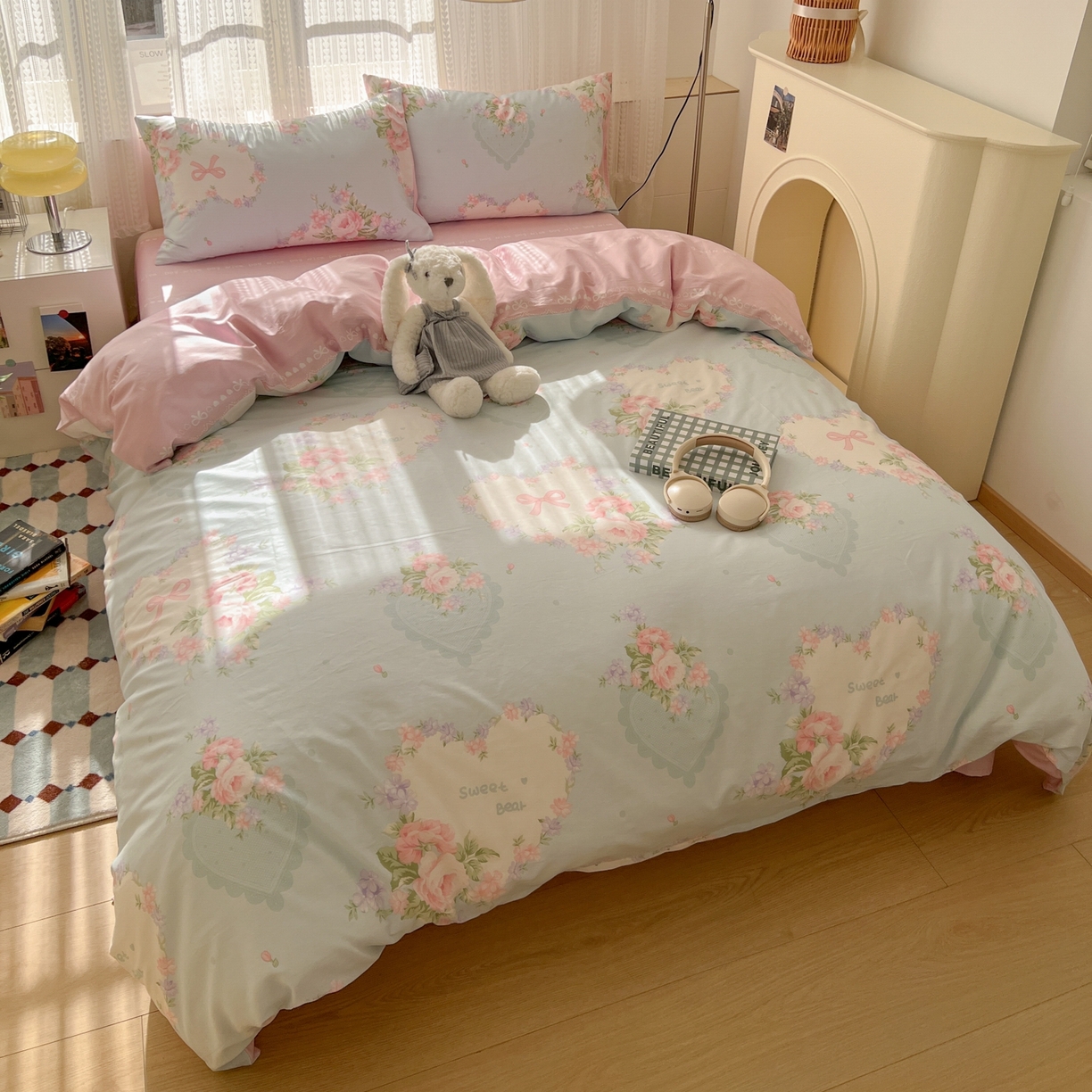 91家纺网 家纺一手货源 找家纺 漫时光 2026新款全棉纯棉印花四件套 萱花