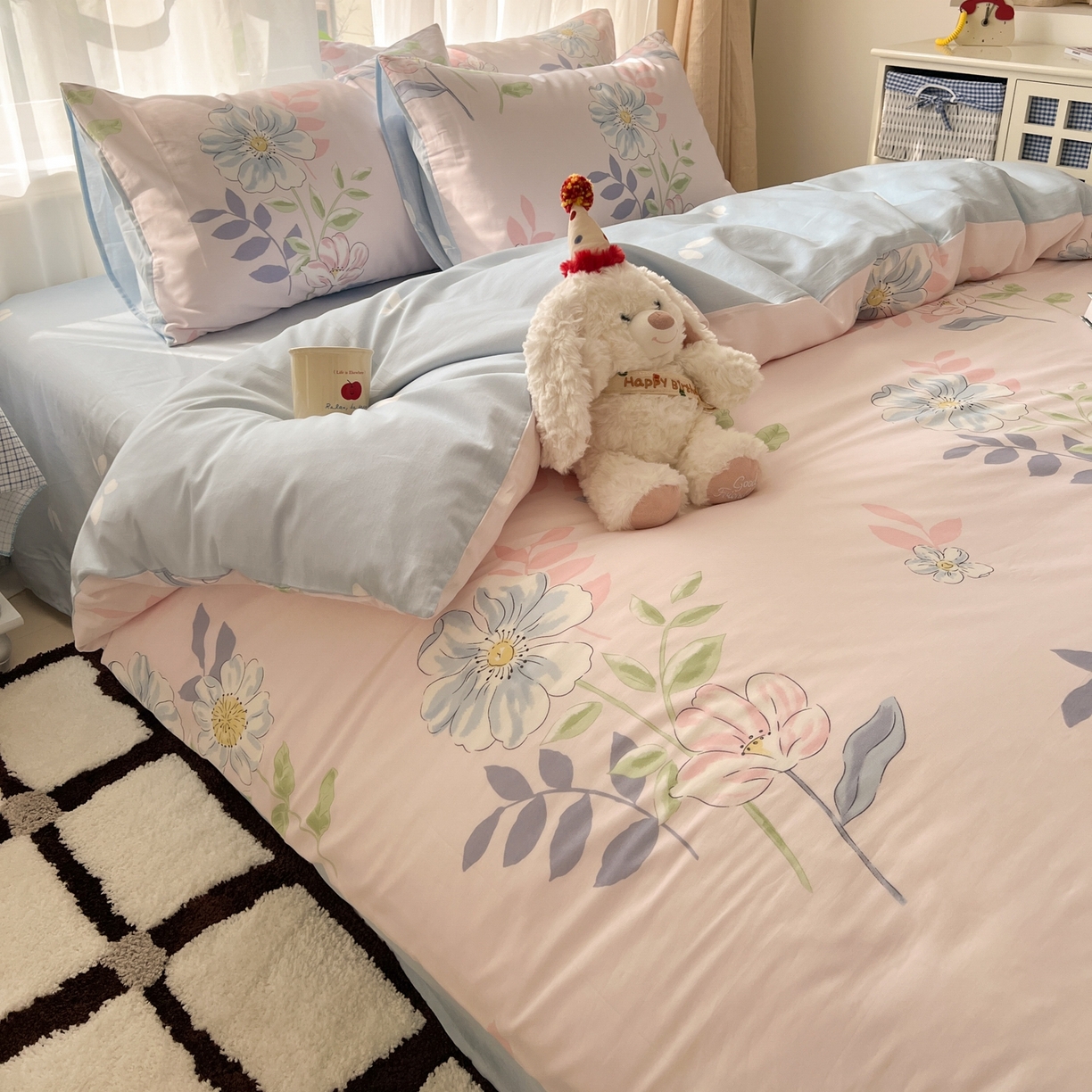 91家纺网 家纺一手货源 找家纺 漫时光 2026新款全棉纯棉印花四件套 悠若花园