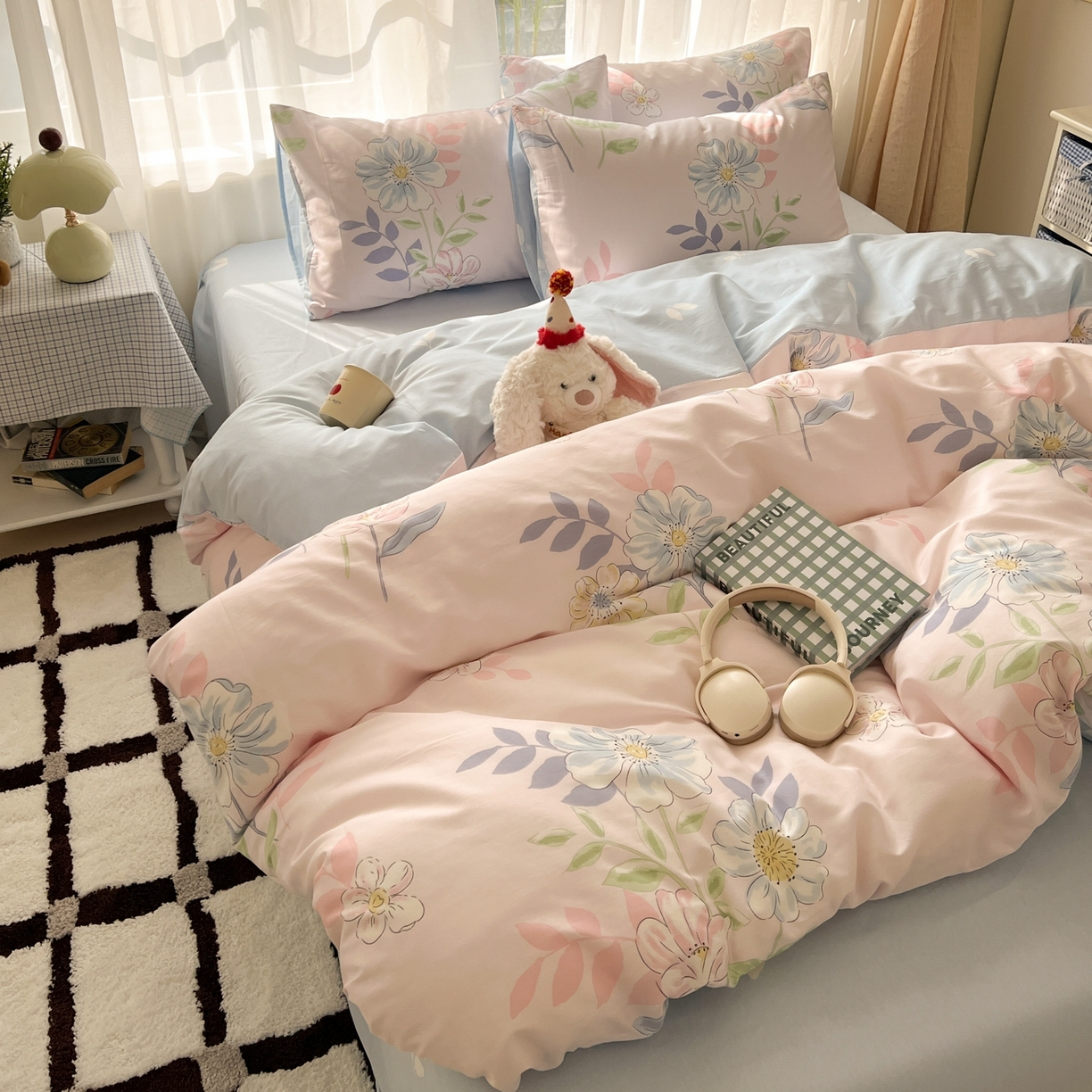 91家纺网 家纺一手货源 找家纺 漫时光 2026新款全棉纯棉印花四件套 悠若花园