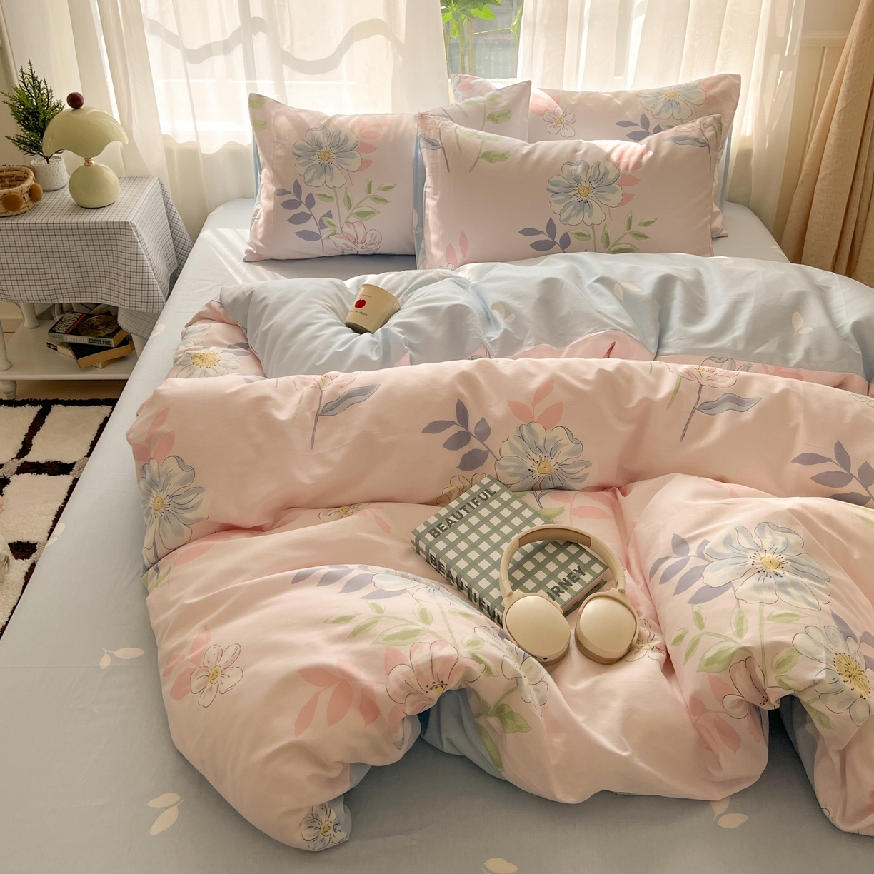 91家纺网 家纺一手货源 找家纺 漫时光 2026新款全棉纯棉印花四件套 悠若花园