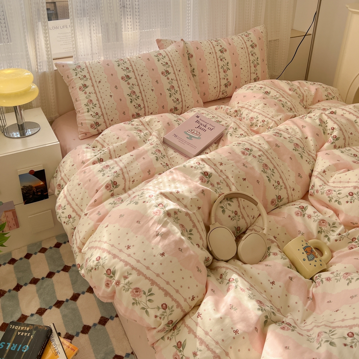 91家纺网 家纺一手货源 找家纺 漫时光 2026新款全棉纯棉印花四件套 知春